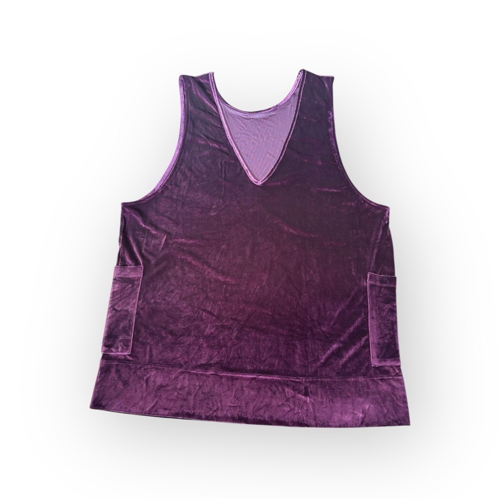 Agnes & Dora Velvet Tunic Tank Top Purple XXL NWOT Pockets Soft Stretch